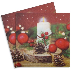 Servetel aranjament lumanare pe felie de lemn 33x33cm 2/set SDGW024101