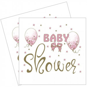 Servetel Baby Shower roz 33x33cm 2/set SLOG-053301