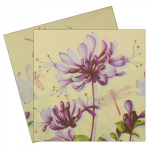 Servetel Flori mov pe fundal crem 33x33cm 2/set 168193