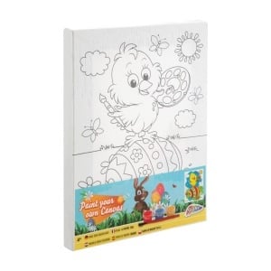 Set pictura panza predesenata cu 3 guase si pensula - Pui Paste 15x20x1,6cm Grafix