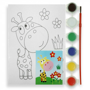 Set pictura panza predesenata cu 6 culori - Girafa 10x15cm CNX s882