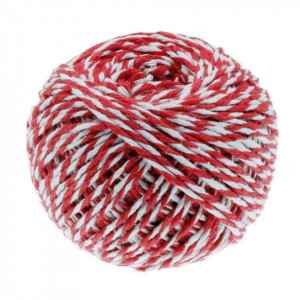 Snur bumbac rasucit rosu cu alb 2mm x 50m