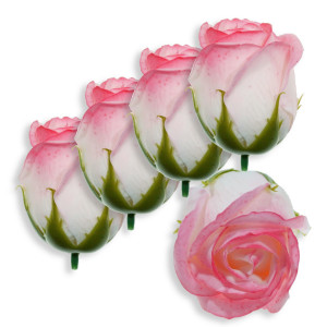 Trandafir din sapun ivoar/roz 5cm cu tija din plastic 5/set