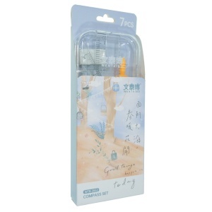 Trusa geometrie 7 piese/set mina 0,7mm WTB-2852 Wentaibo portocaliu