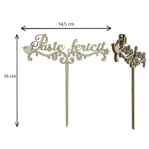 Urare placaj -Paste fericit- cu bat 14,5x16cm - Img 2