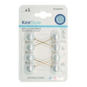 Ac pentru esarfa 60mm cu doua bile alb perlat/auriu 15mm KmtStyle 3283658