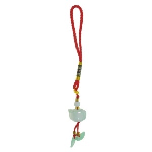 Amuleta Feng Shui - Vasul bogatiei din jad 15cm rosu/alb