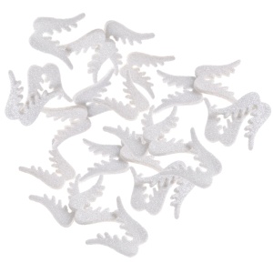 Aripi inger carton buretat alb cu sclipici 4,8x4,8cm 24/set GMG99363-24_508