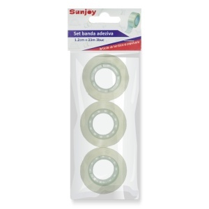 Banda adeziva transparenta 1,2cm x 33m 3/set 100298