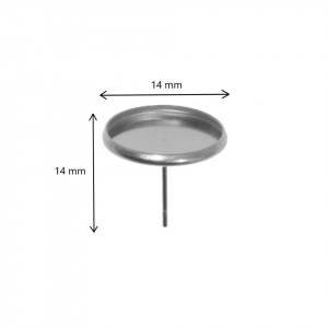 Baza cercei inox cabochon 14mm interior 12mm 4/set - Img 2