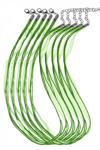 Baza colier organza cu bumbac verde 45-49cm 5/set