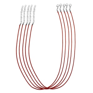 Baza colier snur piele rosu 1,5mm x 45/50cm 5/set