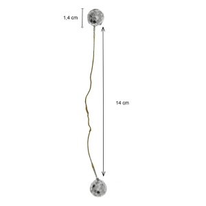 Bobite argintii cu sclipici 1,4cm tija 14cm 2 capete 20 fire/buchet - Img 2