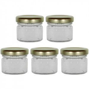 Borcan sticla rotund capac metalic 20ml 4,4x3,9cm 5/set (30 TO 43HT)
