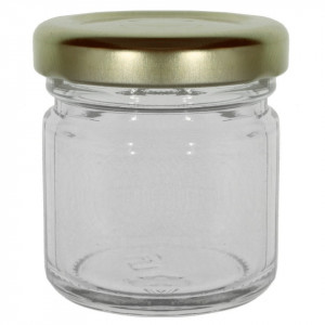 Borcan sticla rotund capac metalic culori diverse 25ml 4,3x5cm (40 TO 42 HT)