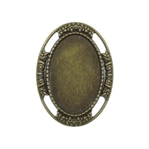 Brosa baza bronz 30x40mm cabochon oval 20x30mm B44