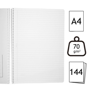 Caiet studentesc dictando cu spira coperta plastic culori diverse A4 70g 144 file Daco CT4144DR - Img 2