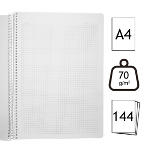 Caiet studentesc matematica cu spira coperta plastic culori diverse A4 70g 144 file Daco CT4144AR - Img 2