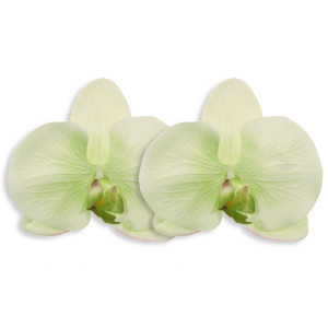 Cap orhidee textil crem/verde deschis 13cm 2/set