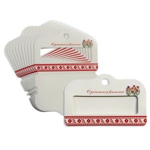 Cartonas bratara alb model traditional rosu 9,5x6cm 20/set