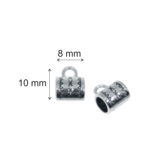 Charm metalic argintiu inchis cilindric 10x8mm 15/set - Img 2