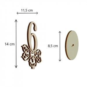 Cifra indicator cu suport placaj decorativ M2 -6- 14cm - Img 2