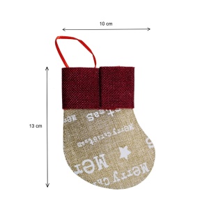 Cizmulita textila natur/bordo model ren 13x10cm cu agatatoare - Img 2