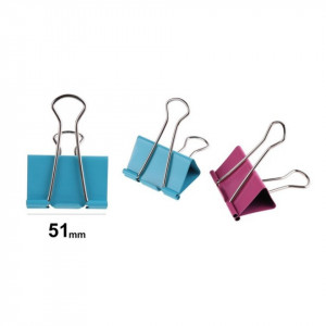 Clema otel pentru hartie 5,1cm 2/set MP PA386 albastru/roz - Img 2