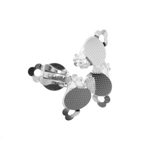 Clips cercei argintiu cu baza platou 13mm 4/set