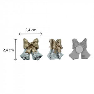 Clopotei rasina auriu/argintiu cu adeziv 2,4x2,4x0,9cm 8/set DD57321 - Img 2