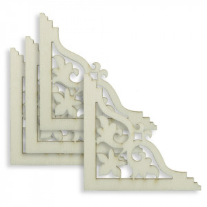 Coltar placaj decupat model 2 6x6x0,4cm 4/set - Img 1