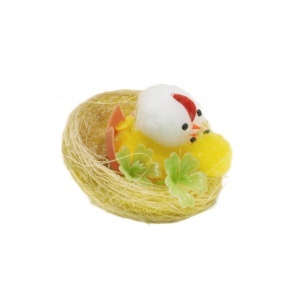 Cos cu gaina si pui galben/alb 5x4cm 2 modele 075063