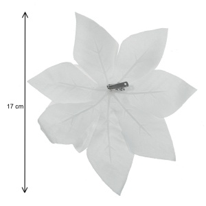 Craciunita alba petale catifea 17cm cu clema DD59247 - Img 2