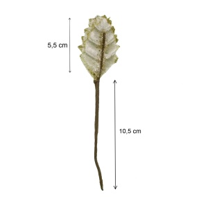 Crenguta cu craciunita crem si sclipici auriu 16cm 3/set - Img 2