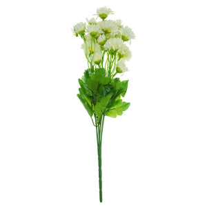 Crizantema plastic si textil alba 36cm 7 ramificatii