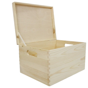 Cutie lemn dreptunghiulara cu manere decupate si picioare 39,5x29,5x22,5cm SD240 - Img 3