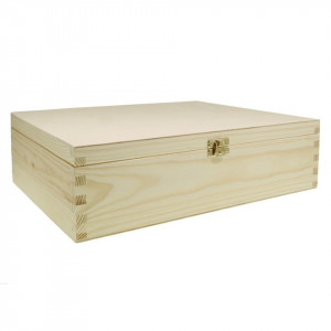 Cutie lemn pentru vin cu 2 compartimente si inchizatoare 36x20,5x10cm SW242