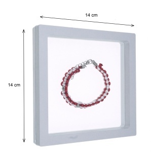Cutie plastic bijuterii patrata tip rama cu folie fixare 14x14x2cm alb SS205 - Img 2