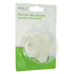 Decupator plastic cu embosare floare cu 5 petale 5,2x5,2x4,2cm 2 piese/set alb T10011