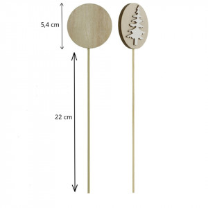 Disc placaj natur cu brad alb 5,4cm pe bat 22cm DD53096 - Img 2