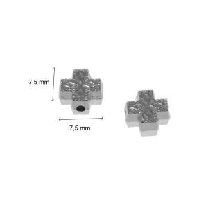 Distantier metalic argintiu inchis cruce 7,5x7,5mm 10/set - Img 2