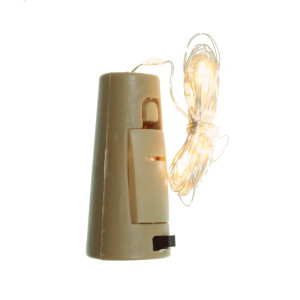 Dop sticla cu instalatie luminoasa fir cu 20 leduri lumina alba/calda 2m cu 3 baterii incluse - Img 2