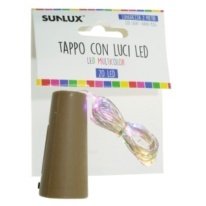 Dop sticla cu instalatie luminoasa fir cu 20 leduri multicolore 2m cu 3 baterii incluse 7874306