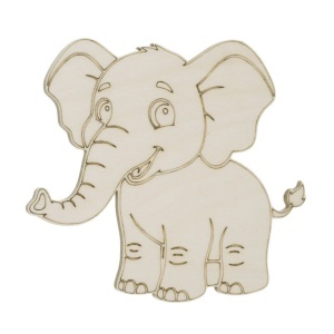 Elefant placaj pirogravat 9x10cm