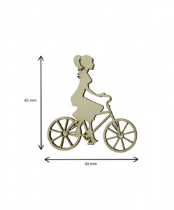 Fata pe bicicleta placaj decupat 4x4,5cm 5/set - Img 2