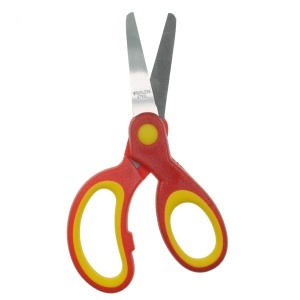 Foarfeca scolara cu varf rotund 13cm maner rosu/galben
