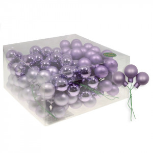 Glob sticla lila/lila inchis mat+ lila lucios 2,5cm cu tija din sarma 8cm 144/set 106534-l/lim/ll