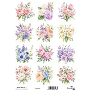 Hartie de orez Flori, insecte - 13 20x27,5cm