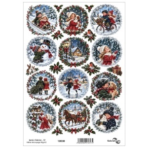 Hartie decoupage Iarna, Craciun - 12 20x27,5cm 90g