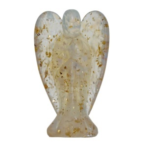 Inger rasina si piatra opal 4x7x2,2cm alb translucid/auriu